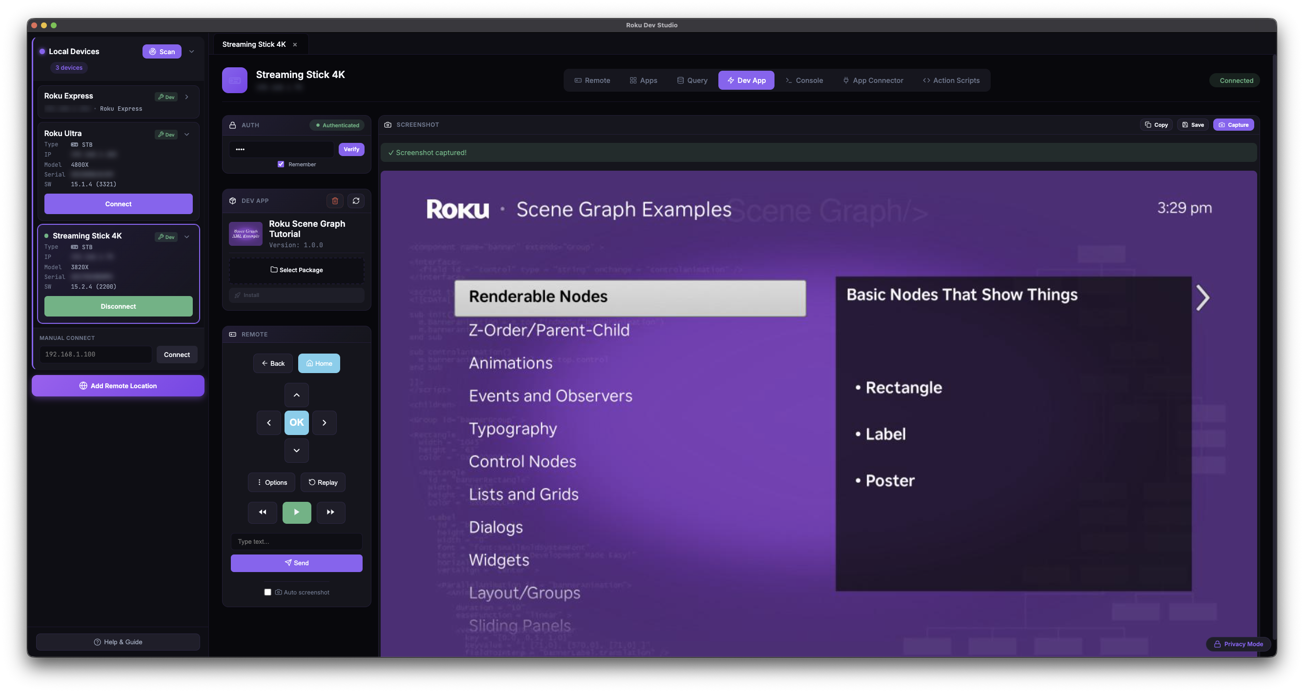 Dev App tab