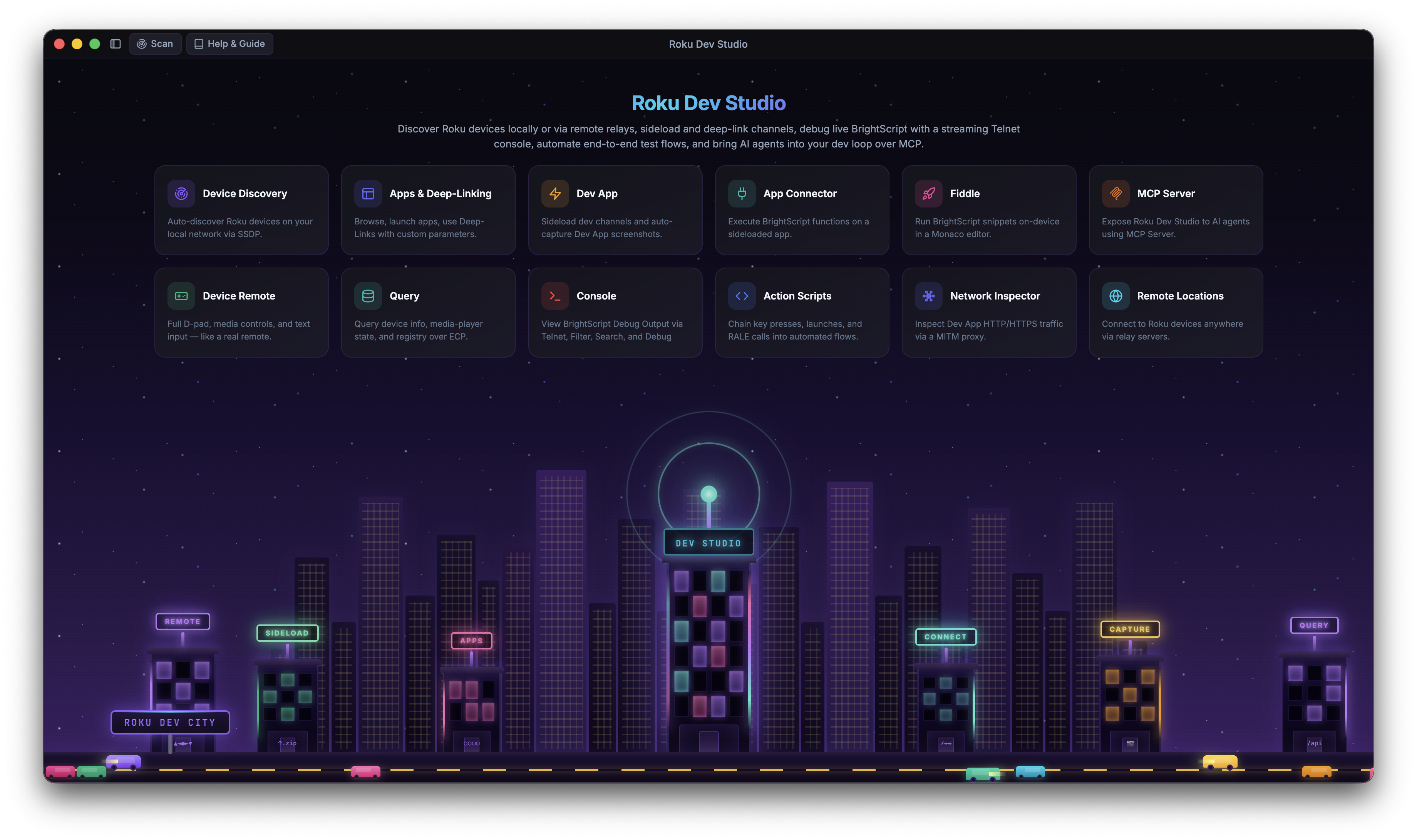 Roku Dev Studio home screen