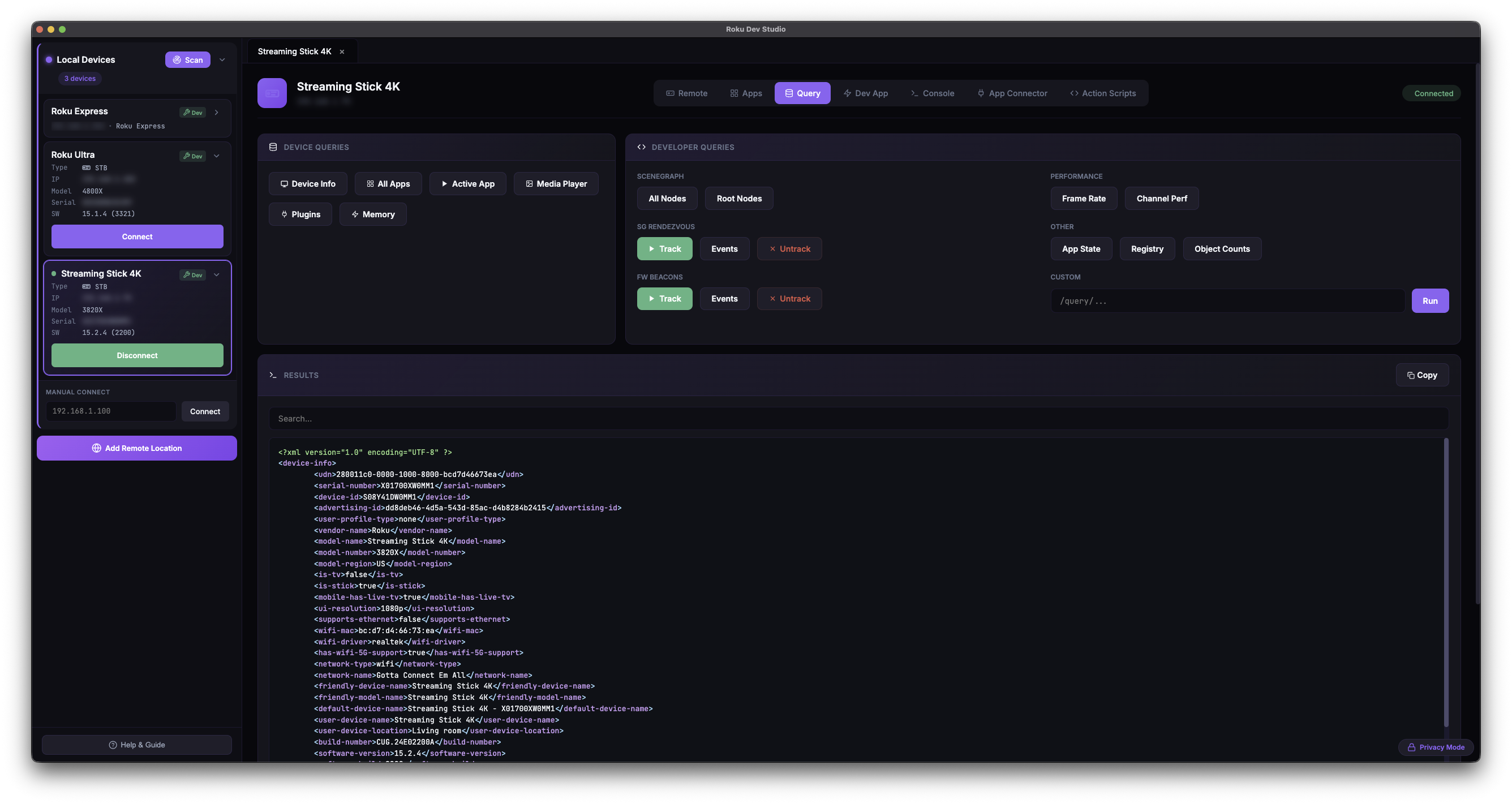 Device Queries tab